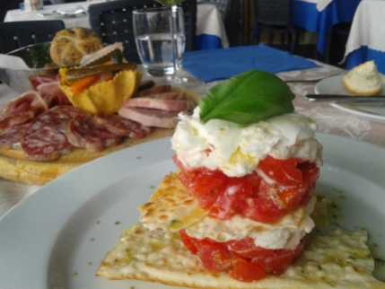 Lunch in Orta - burrata and tomatoes